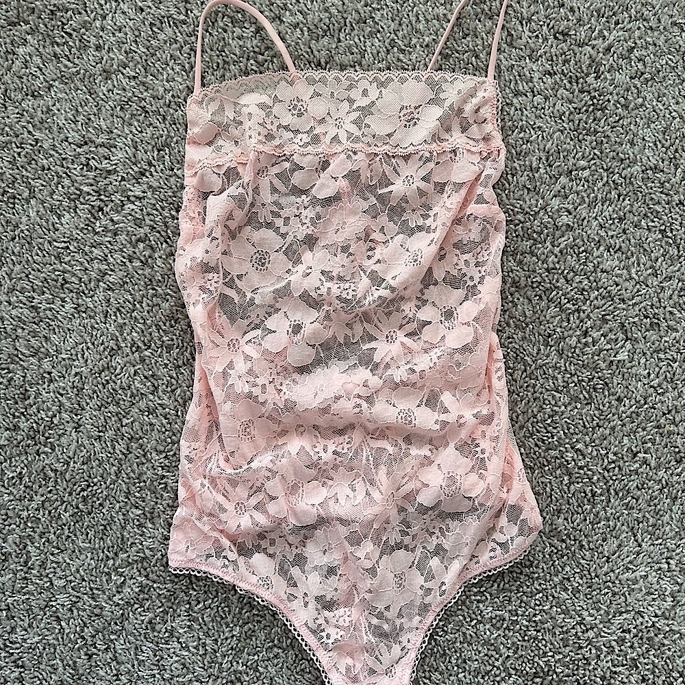 Victoria's Secret Pink Lace Floral Bodysuit in XS